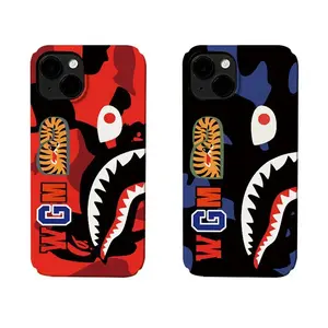 Couple's trendy Bape shark mouth pattern phone case, compatible with iPhone