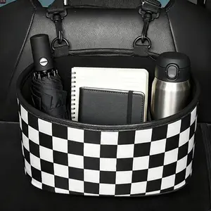 Car Seat Back Storage BagHoliday HaulCheckerboard Pattern Car Seat BackOrganizer, Car interior Accessories for CarStowing & Tidying,Boujee Car Accessories, Car Interior Decor