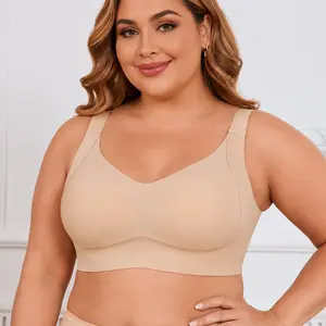 M-3XL Women's Minimizer Wireless Bras Full Coverage Seamless Supportive, Back Smoothing T-Shirt Bra with Padded Everyday Bra