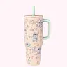 Zak Designs Sutton Insulated Stainless Steel Tumbler - 30 oz Sturdy Portable Casual Shopping Tumbler with Silicone Straw, Wide Carry Handle, Leakproof Double Wall Insulation, Bold Large Capacity Design