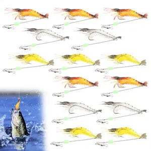 Soft Shrimp Lures Fishing Saltwater Luminous Shrimp Bait Set Fishing Lures with Sharp Hooks for Freshwater Saltwater Trout Bass Salmon Crappie Walleye Pike Perch
