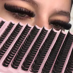 Christmas Gift 200 Clustered False Eyelashes, Multiple Styles 80D - Russian DD Curl and Natural Cross Style, D/CC/C Curl Mix Pack, Length 10-16mm, Extra Thick 0.07mm Lightweight Material, Reusable False Eyelashes, Cosmetic False Lashes, Eyelash Extension