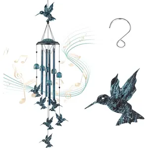 Hummingbird Wind Chimes Outdoor Wind Chime with 4 Aluminum Tubes & 6 Wind Bell, Memorial Wind Chimes for Outside  Sympathy Gifts for Home Garden Patio
