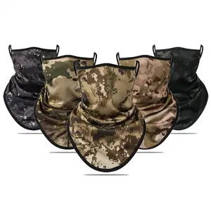 Outdoor Camouflage Mask for Men, Tactical Mask, Summer Bicycle Motorcycle Ear Hanging Face Towel, Sun Protection Neck Gaiter, Breathable