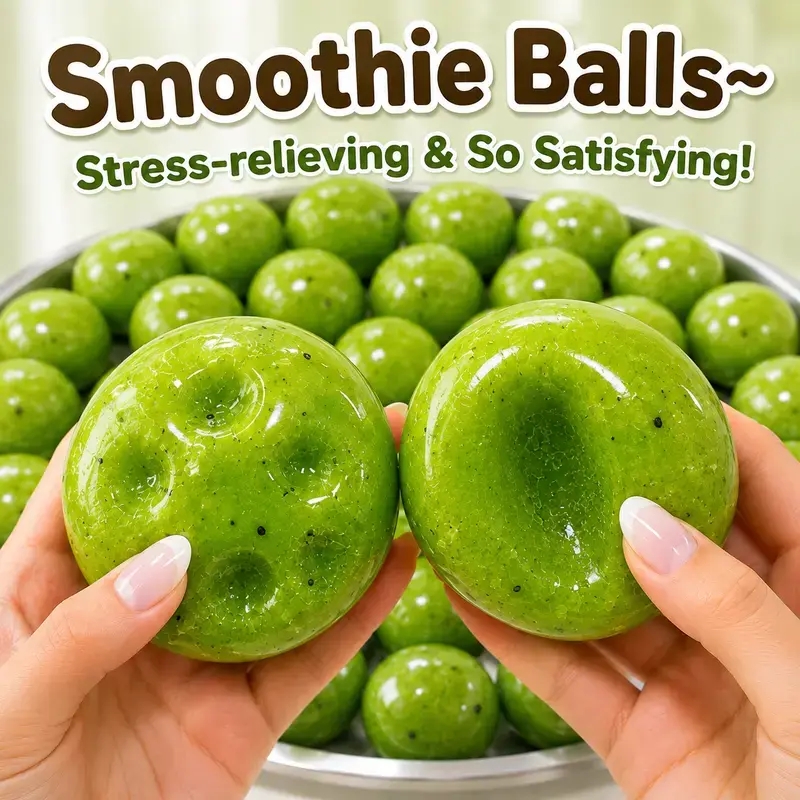 Cute Green Apple Slushie Stress Ball, Squishy Sensory Fidget Toy, Moldable Non-Bounce Squeeze Ball for Stress Relief,Hand Exercise & Grip Strength Training