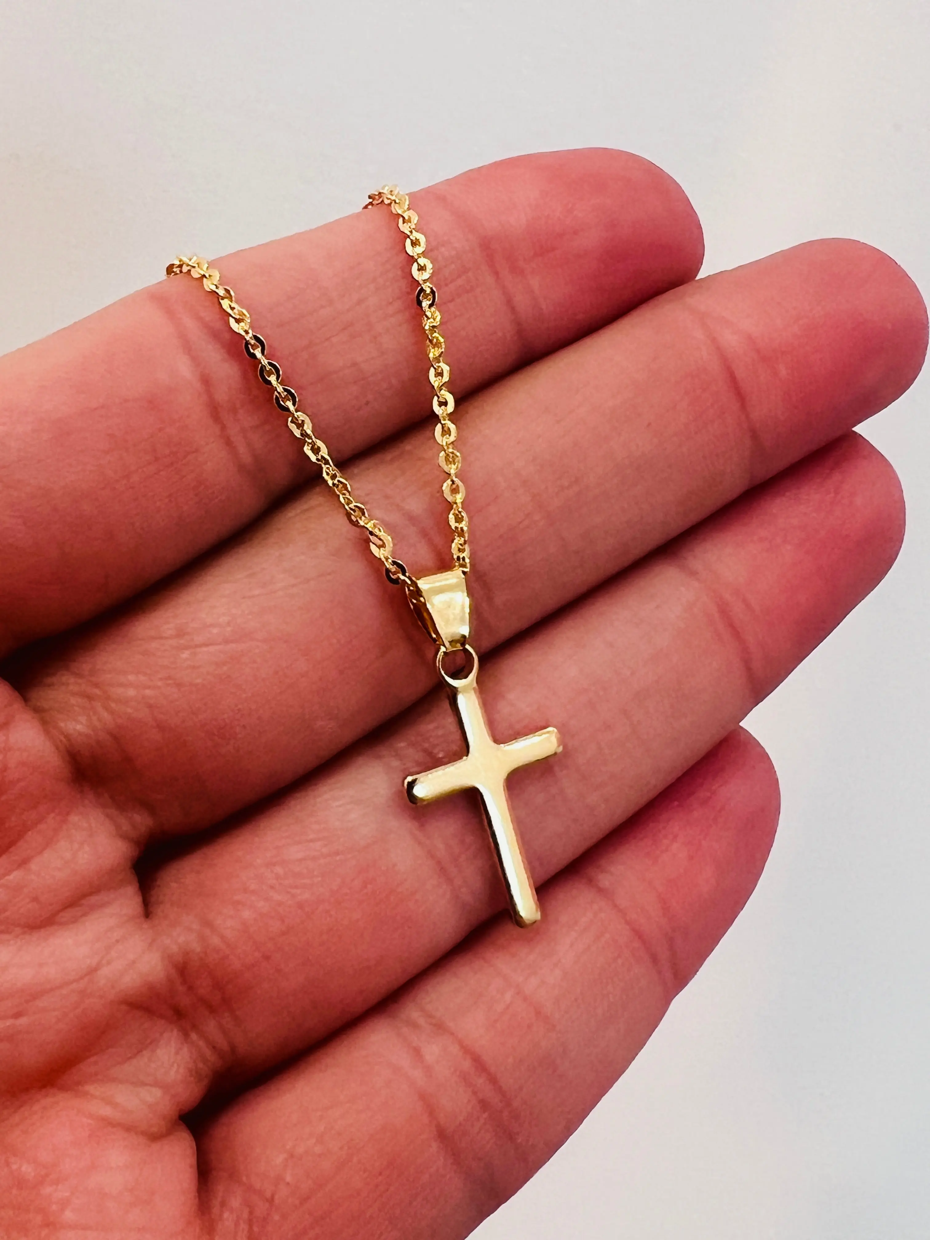 Gold Filled Cross Necklace | 1mm Chain | 16–20 Inch Length