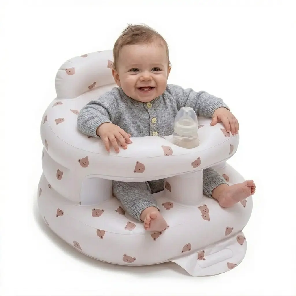Inflatable Infant Chair - Portable Toddler Chair with Built-in Air Pump, Back Support, Toddler Floor Seat for 3-36 Months Infants, Baby Essentials
