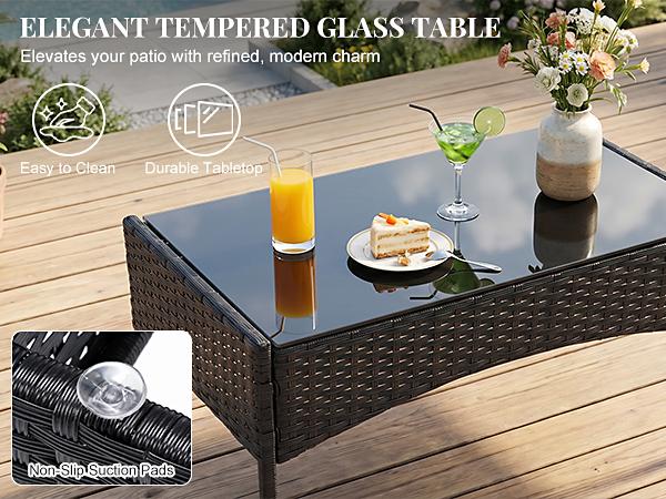 3-Piece/4-Piece Patio Furniture Set, Wicker Outdoor PE Rattan Furniture with Coffee Table & Washable Cushion, Compact Bistro Conversation Seating for Balcony, Garden, Poolside 3-Piece/4-Piece Patio Furniture Set, Wicker Outdoor PE Rattan Furniture with Coffee Table & Washable Cushion, Compact Bistro Conversation Seating for Balcony, Garden, Poolside