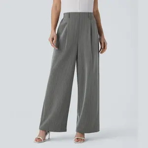 Halara High Waisted Side Pocket Wide Leg Stripe Work Pants