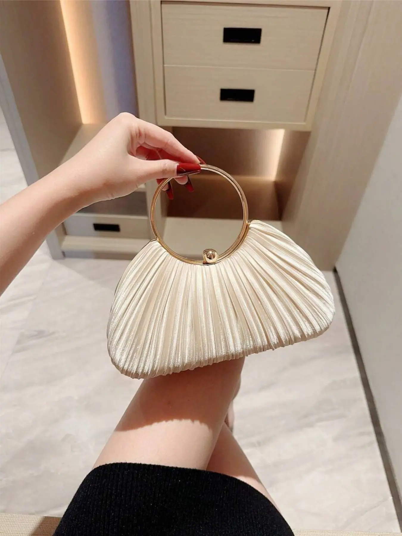 Shiny Leather Box-Shaped Evening Clutch, Elegant Evening Bag, Fashion Luxury Handbag Handheld Convenience for Formal Events, Perfect Clutch Bag for Wedding & Prom, Fashionable Handbag, Evening Handbags