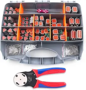 Knoweasy 338pcs DT Deustch Connector Kit - 2/3/4/6/8/12 Pin Connectors, Deutsch Crimping Tool, Removal Tool, Waterproof Automotive Electrical Connector storage case