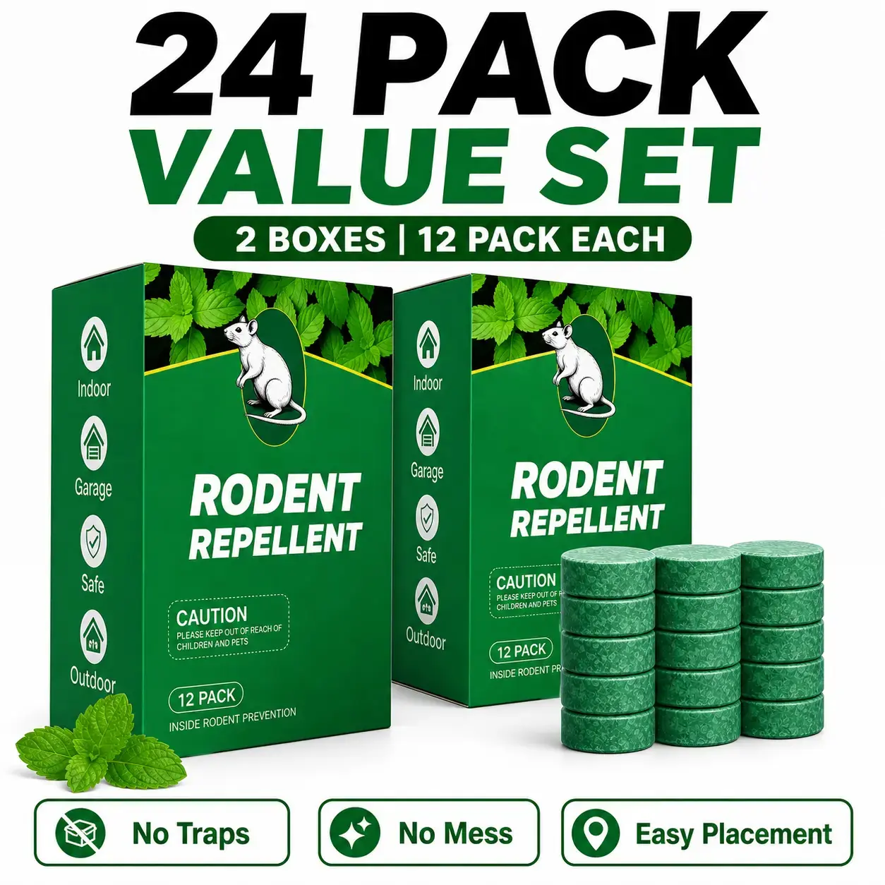Mouse Rodent Repellent 12 Pack, Natural Peppermint Oil Repellent Balls, Safe for Family & Pets, Indoor & Outdoor Moth Balls for Mice Rats Roaches Spiders Ants, for Home Garage Basement Kitchen
