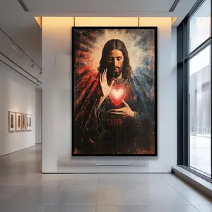 [Sale off up to 40%] [Frame Canvas] Sacred Heart Jesus Religious Wall Decor Canvas, Timeless Devotional Image