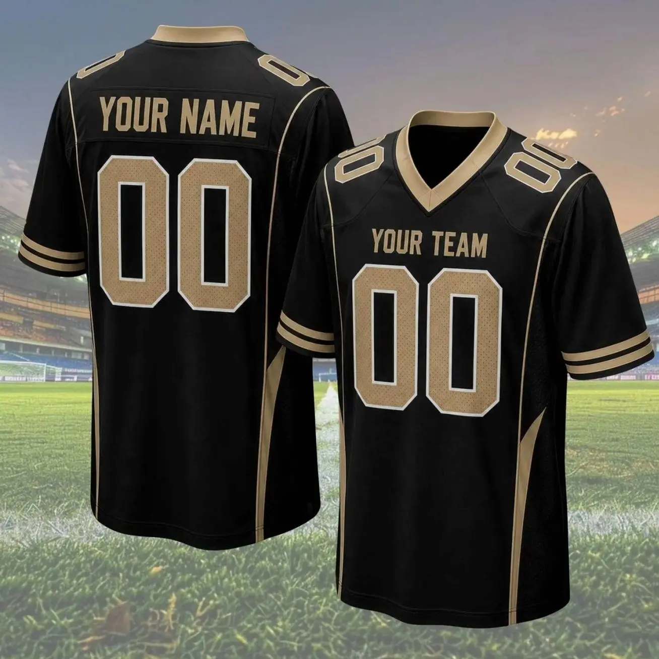 Custom New Orleans Style Football Jersey, Personalized Name Number Shirt, Black Gold Game Day Jersey, Southern Fan Apparel, Football Gift WAI X0W