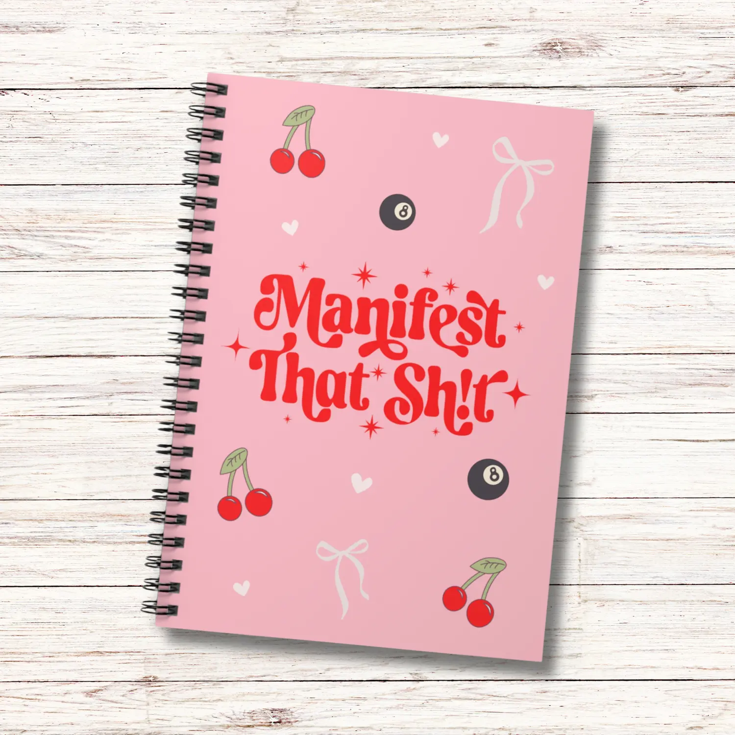 Manifest That Shit Spiral Notebook, Manifestation Book, Manifesing Book, Coquette Notebook, Pink Cherry notebook, Just a girl Book, Girly Accessories