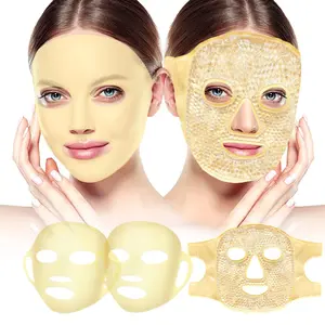 Face Ice Pack and 2 Packs Silicone Face Mask Cover, Full Facial Frozen Masks Hot Cold Face Compress Reusable Skin Care Gift for Women Puffiness Swelling Relief Beauty Spa Essentials