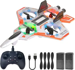 2.4Ghz Foam RC Airplanes Helicopter Quadcopter with Auto Hovering,Remote Control Drone for Kids,Gifts for 8+ Kids Boys，360° Flip,Gravity Sensing,Stunt Roll,Cool Light,2 Battery