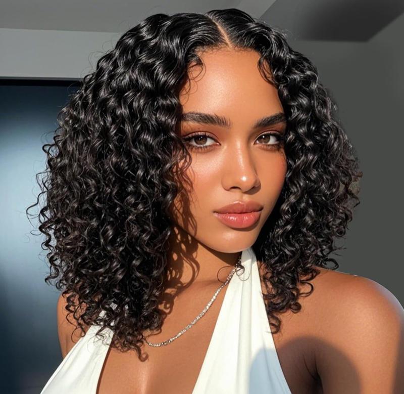 Loyom Deep Wavebob Wig 12A Grade Unprocessed Virgin Brazilian 180% Density HD Curly BOB Lace Front Wigs for Black Women No Shedding Glueless Short Curly Frontal BOB Wigs