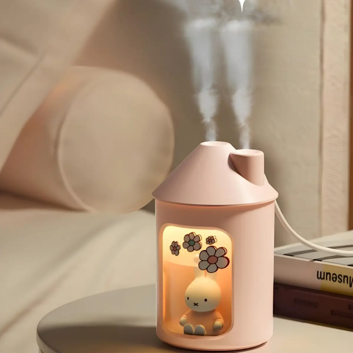Kawaii Miffy Rabbit Shape Compact Humidifier - Cute Cartoon Look Small Form Home Bedroom Office Desk Silent Decoration (Home Supplies)