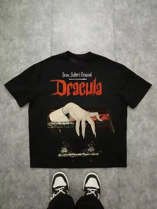 Bram Stoker's Dracula Graphic Tee,Comfortable Casual Short Sleeve, 220 Grams Heavyweight Cotton Printed T-Shirt,Oversized,Halloween