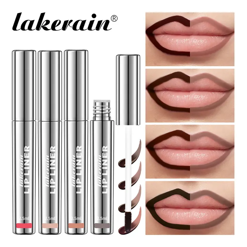 Women's 4-Piece Twist-Enabled Peel-Off Matte Lip Liner Kit - Smudge-Proof, All Day Lipliner, Precise Lip Liner, Long-Lasting Stain, Classic Shades, Twist Then Apply, Adults' Special Events Makeup Gift