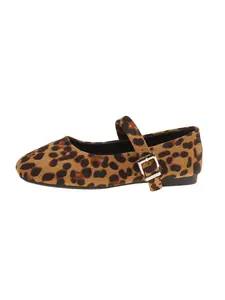 Women's Vintage Ballet Flats, Elegant Classic Comfortable Single Buckle Mary Jane Shoes, Square Toe, Textile Upper, Spring & Fall Casual Wear