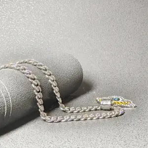 (Jacksonville) Sparkling Rhinestones Cuban Necklace [J.J.] _Jaguar Graphic Pendant, Men's Hip-Hop Style Chain for Woman, 3pcs set Fashion Gift, Gold & Silver, A necklace that does not fade easily and is of high quality