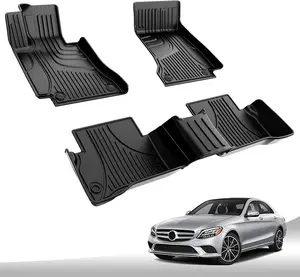 All Weather Car Floor Mats for 2015-2021 Mercedes-Benz C300, 1st & 2nd Row Liners for C Class Sedan