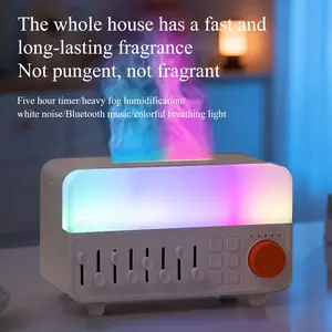One white noise flame aroma diffuser/humidifier for single room use, simulating natural sounds, Bluetooth speaker, LED night light, with timer for automatic shutdown, suitable for living room, bedroom, or relaxation, a great winter gift.