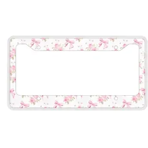 Pink bow coquette license plate frame