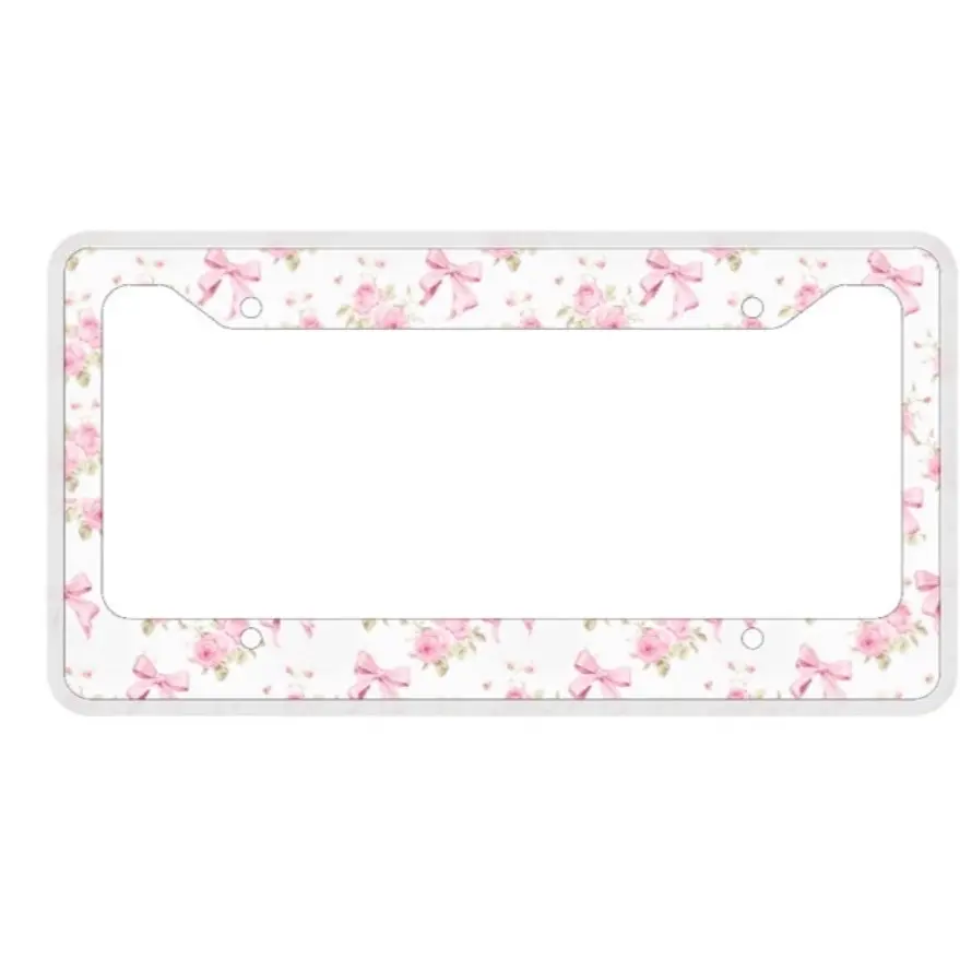 Pink bow coquette license plate frame