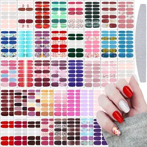 560 Pieces 40 Sheets Full Wrap Nail Stickers Nail Polish Strips Decals Self Adhesive Gel Fingernail Strips Art Decals with File for Women DIY Craft Decorations(Glitter Style)