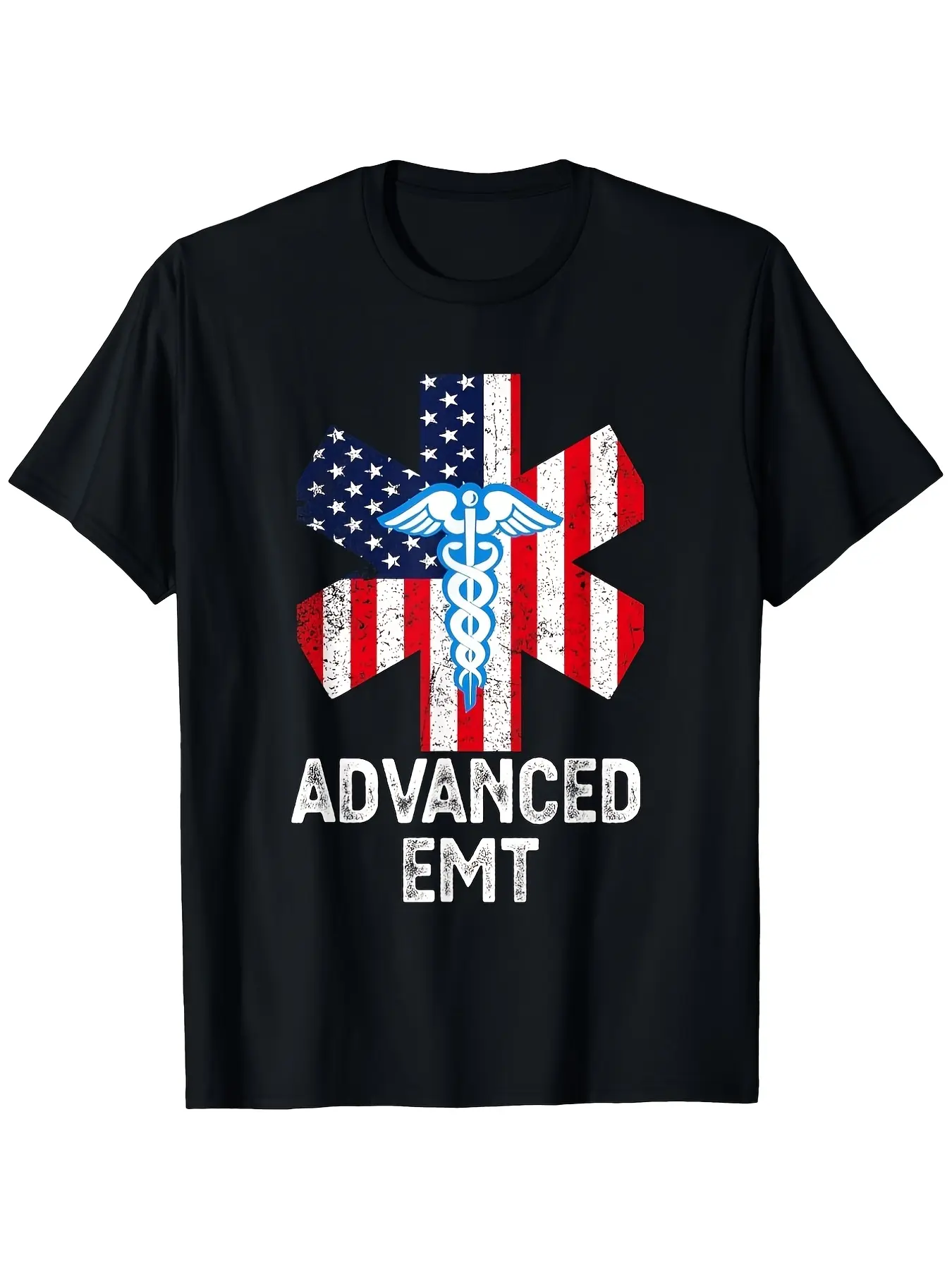 American Flag Advanced Emt Aemt Technician T-Shirt unisex soft cotton short sleeve t shirt, vintage graphic casual tee for men women teens, perfect birthday holiday gift for camping travel gym daily street  wear