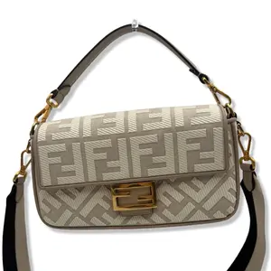 Pre-owned FENDI Canvas Crossbody Bags Vitello King FF Embroidered Baguette FEN1032