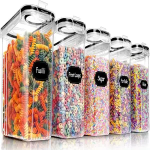 Cereal Containers Storage Set, BPA Free Airtight Food Storage Container Set with Lids, Kitchen Pantry Organization and Storage for Sugar, Baking Supplies with 20 Labels & Mark