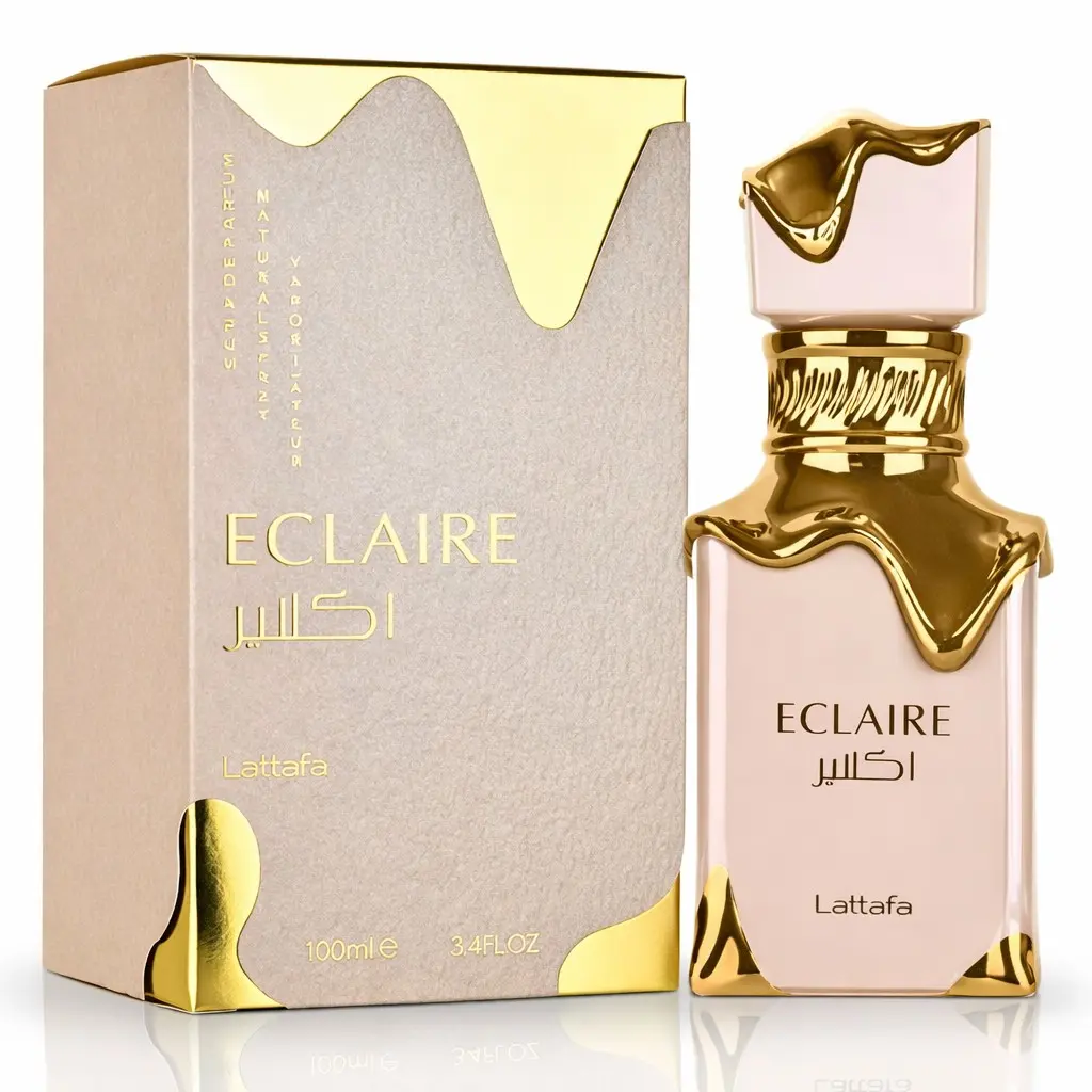Lattafa Eclaire Limited Edition 2024 Women's Eau de Parfum Spray, 3.4 oz Floral Fruity Gourmand Perfume with Creamy Sweetness, Caramel, Milk Sugar, Honey, Vanilla Scents, Praline, Musk, White Flowers