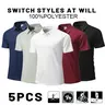 5-Pack Men’s Quick-Dry Polo Shirts – Short-Sleeve Collared Golf Tees, Breathable Casual Tops for Fishing & Cycling