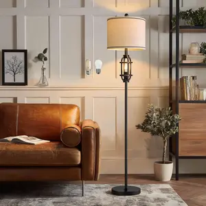 62.5" Floor Lamp for Living Room Industrial Black Standing Tall Lamps for Bedroom Mid Century Modern Corner Floor Lamps for Office Nursery Reading Light Room Lamp, Bulbs Included