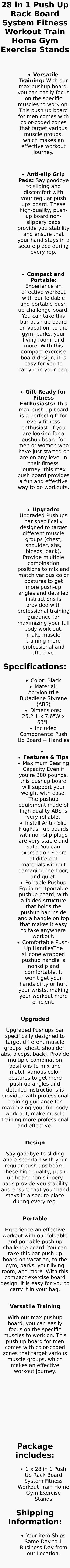 28 in 1 Push up Rack Board System Fitness Workout Train Home Gym Exercise Stands