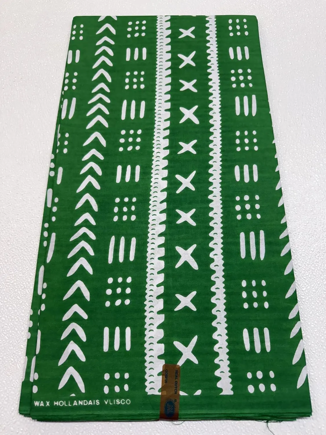 -Sell by 6 Yards-for Men/Women -Ankara Wrapper Clothing/Wax Print Authentic Fabric Soft Hand Feel and Made with 100% Cotton Material-Angola Design-Green and White