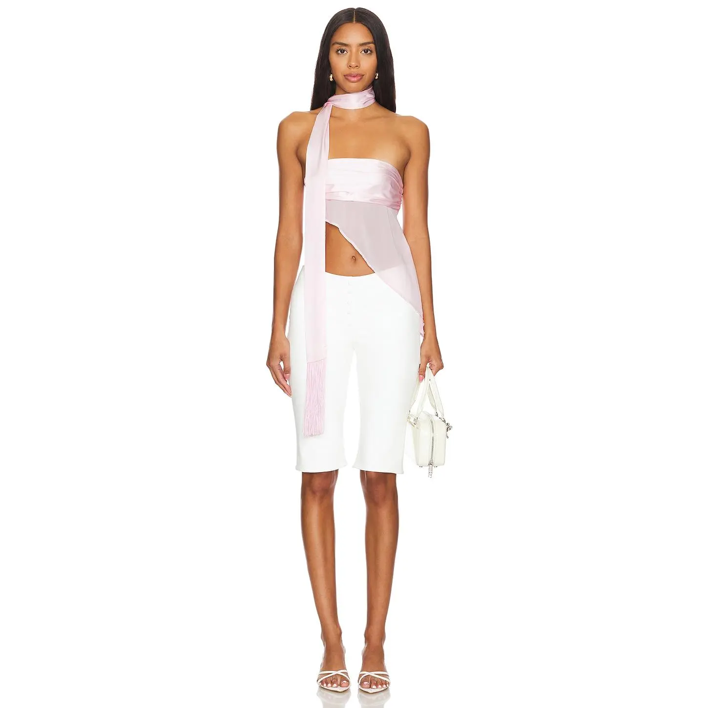 Jaded London Tube Top With Skinny Scarf in Pink
