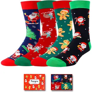 Funny Christmas Gifts Shark Space Gifts - Shark Socks Alien Bigfoot Socks for Men 4 Pack