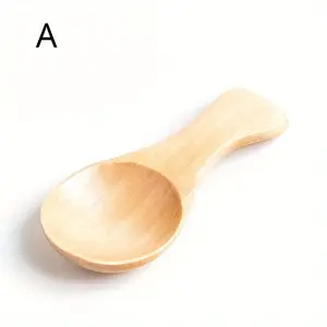 1pc Round Mouth Small Wooden Spoon Household Wooden Tableware Milk Powder Spoon Small Teaspoon Teaspoon Cutlery