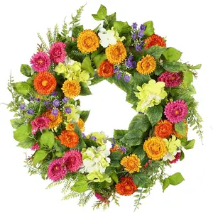 18" Summer Wreaths for Front Door Spring Eucalyptus Wreath Door Wreaths for Spring Summer Floral Daisy Wreath