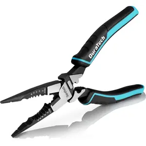 6-in-1 Needle Nose Pliers, 8.5" Multipurpose Long Nose Pliers with Wire Stripper/Crimper/Function, Multifunctional Electrician Pliers for Crimping, Stripping, Shearing
