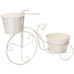 Glitzhome Metal White Bicycle Plant Stand