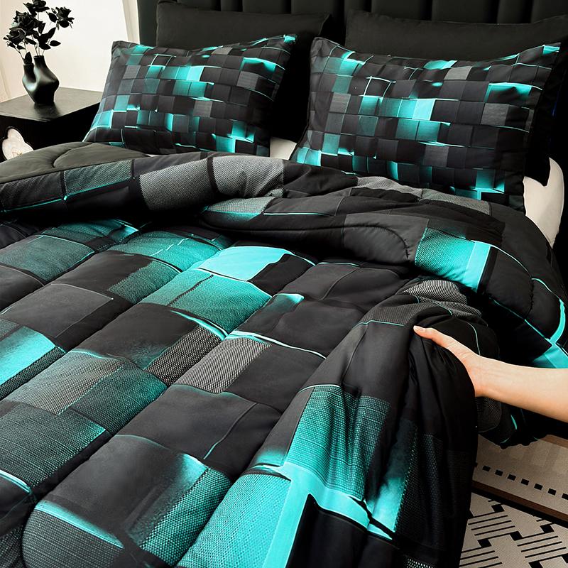 Four Seasons Technology Bedding Set 3 /7 piece quilt set, digital printing, available all year round, a must for avant-garde bedrooms, instantly adding a cyber atmosphere, a modern room quickly refreshed, technology-themed bedding, bedroom decoration,