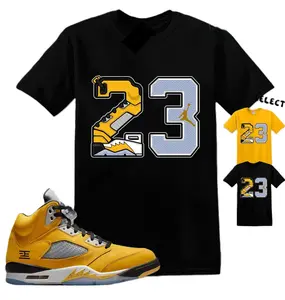 5 Tokyo Shirt Men, Number 23 Shirt Matching 5 Tokyo 2025 Match Sneaker, Tokyo 5s Outfit, Yellow Shirt, 100% Cotton, Classic Fit, Unisex Crew Neck T-Shirt