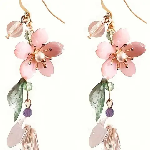 Mother's Day Gift Flower Design, Faux Pearl Decor Earrings Dangle, Fashion Cute Jewelry Accessories for Women & Girls, Trendy All-match & Exquisite Jewelry for Birthday Gift
