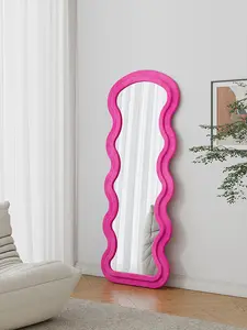 Full Length Wave Rose Floor Mirror with Stand for Bedroom Living Room